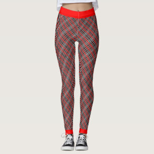 Okonventionell röd vit och svart PLAID Leggings