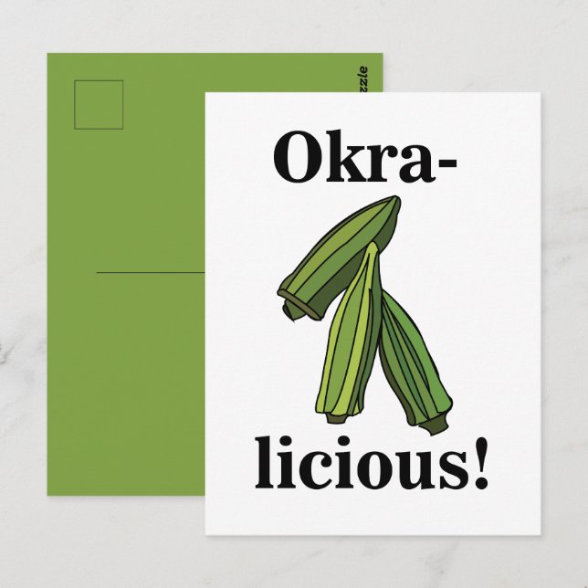 Okra Grönsak Vegetarisk Mat Vykort (Fram/baksida)
