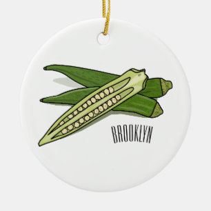 Okra-illustration av tecknad julgransprydnad keramik