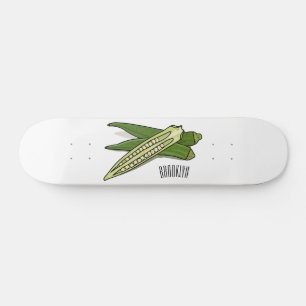 Okra-illustration av tecknad mini skateboard bräda 18,5 cm