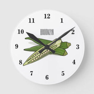 Okra-illustration av tecknad rund klocka