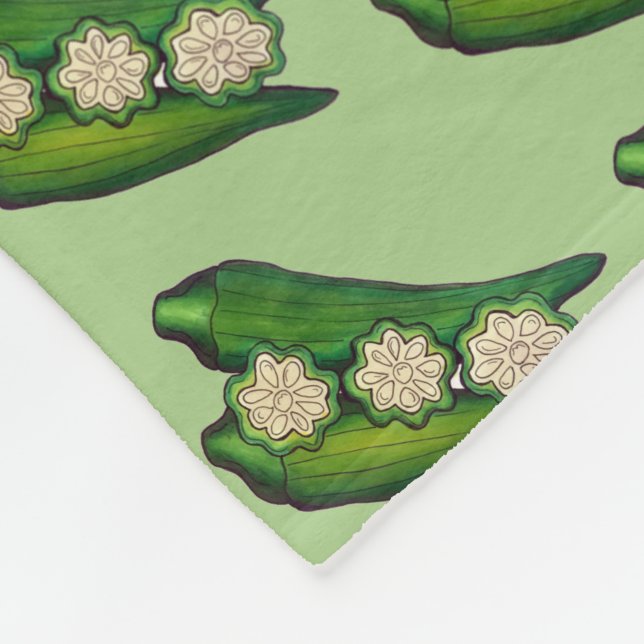 Okra Pods Veggie Vegetable Gumbo Southern Food Fleecefilt (Hörn)