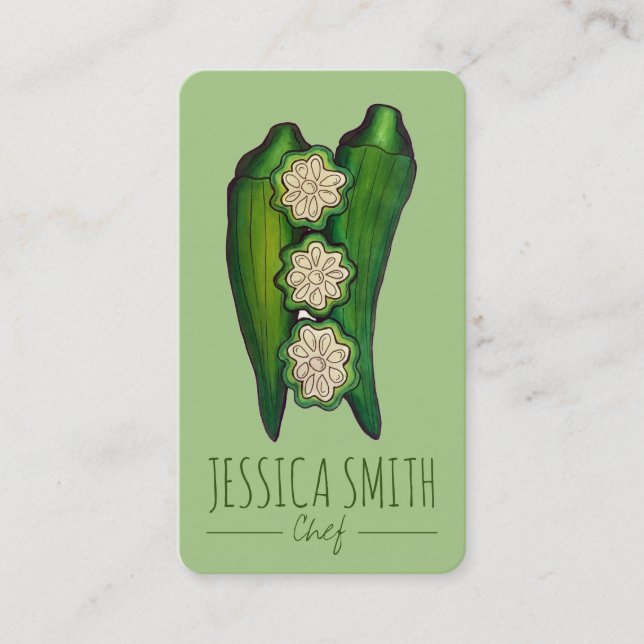 Okra Pods Veggie Vegetable Gumbo Southern Food Visitkort (Framsida)