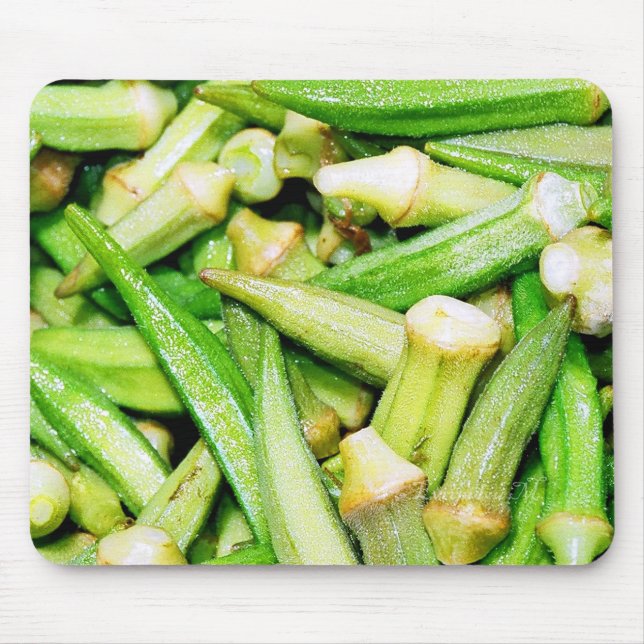 okras gröna grönsaker musmattor (Framsidan)