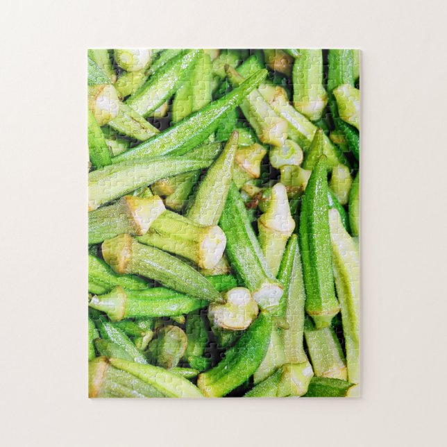 okras gröna grönsaker pussel (Vertikal)