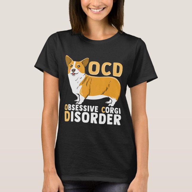 Okt Obsessiv Corgi sjukdom T Shirt (Framsida)