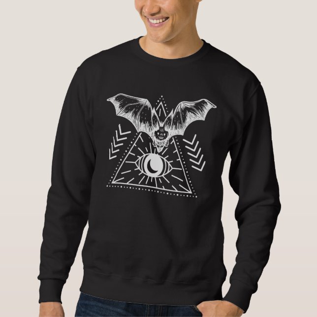 Okt Pastel Gothic Creepy Fladdermus Wicca och Witc Lång Ärmad Tröja (Framsida)