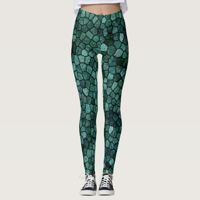 Oktaniska mosaiksprit Struktur Abstrakt Mönster Leggings (Framsida)