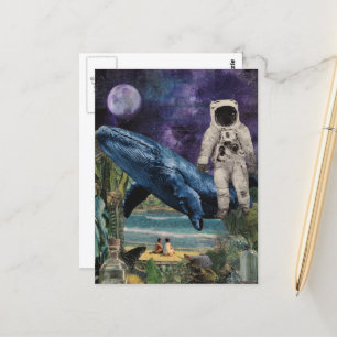 Oktastronaut strandkollage vykort