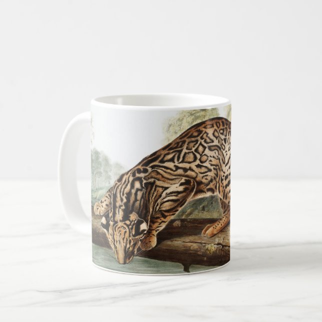 Oktelot, leopard Cat (Felis pardalis) Illustration Kaffemugg (Framsida vänster)