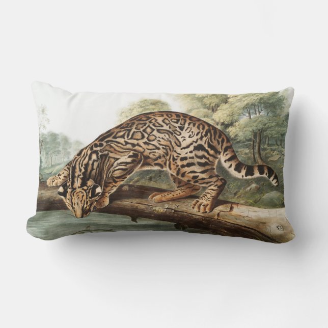 Oktelot, leopard Cat (Felis pardalis) Illustration Lumbarkudde (Framsida)