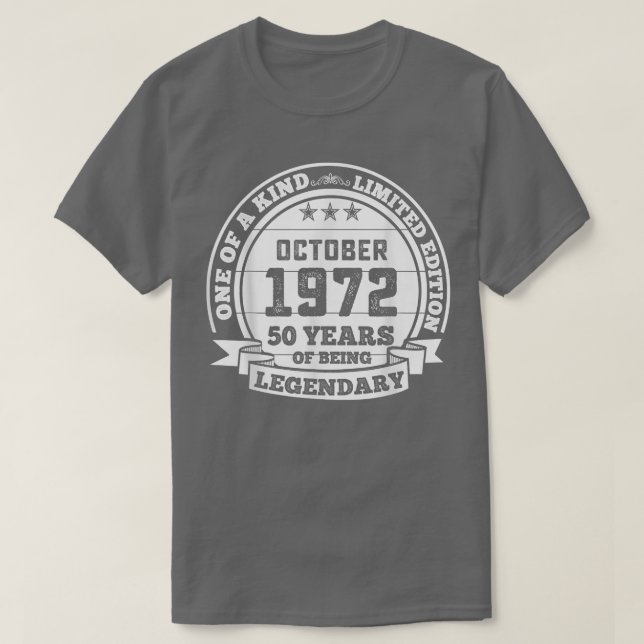 Oktober 1972 50:e födelsedagspresent 50 år  t shirt (Design framsida)