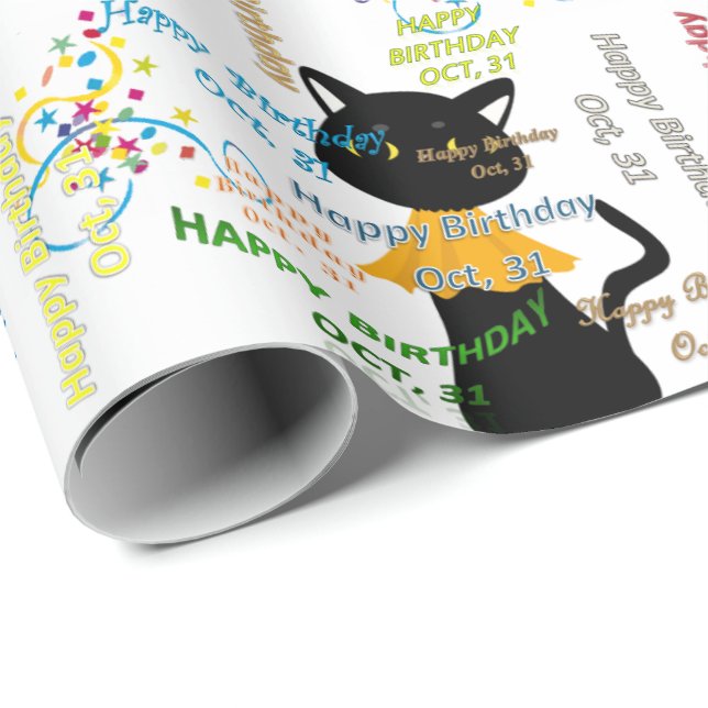 Oktober, 1 födelsedag Papper Presentpapper (Rullad Hörn)