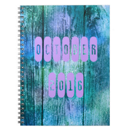 Oktober 2016 Lila Turcoise Month Notebook Anteckningsbok