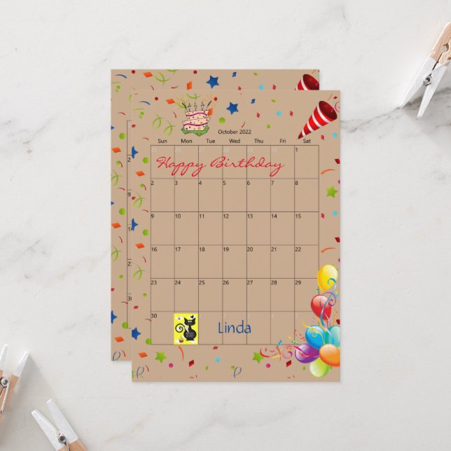 Oktober 2022 Inbjudan till kalendern Grattis på fö (Fram/Back In Situ)