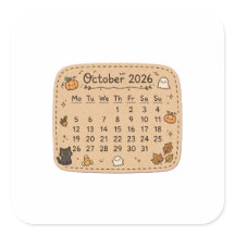 Oktober 2026 Kalendrarsticker | Halloween