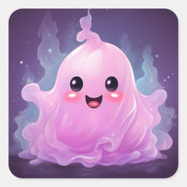 Oktober 31a Happy halloween Cute Rosa Ghost Fyrkantigt Klistermärke