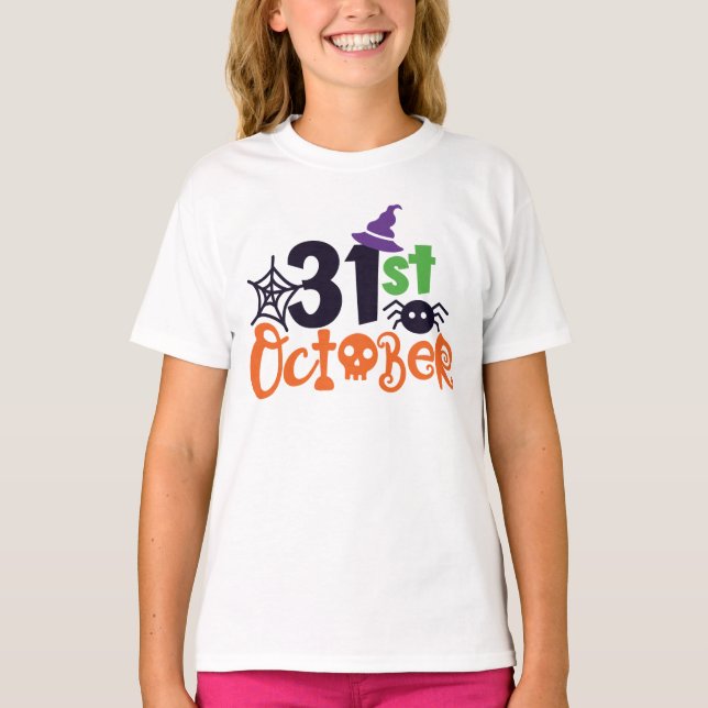 Oktober 31a Roligt Halloween T Shirt (Framsida)
