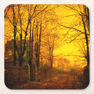 Oktober Afterglow John Atkinson Grimshaw Underlägg Papper Kvadrat
