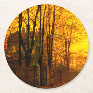 Oktober Afterglow John Atkinson Grimshaw Underlägg Papper Rund