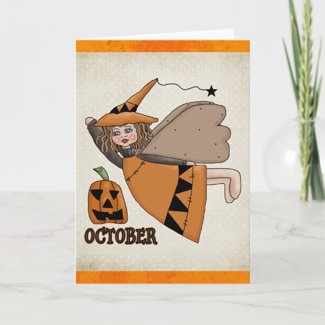 Oktober Angel Halloween/födelsedagskort Kort (Framsida)