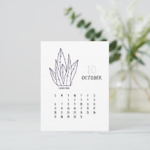 Oktober Anpassade Cactus 2024 Kalenderkort