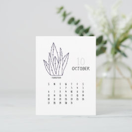 Oktober Anpassade Cactus 2024 Kalenderkort Vykort