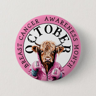 Oktober är Breast Cancer Awareness Cow Knapp