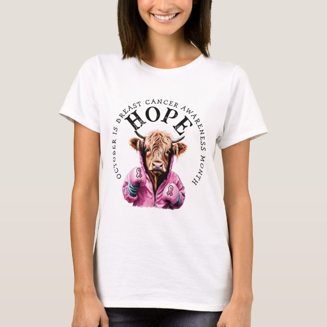 Oktober är Breast Cancer Awareness Hope T Shirt (Framsida)