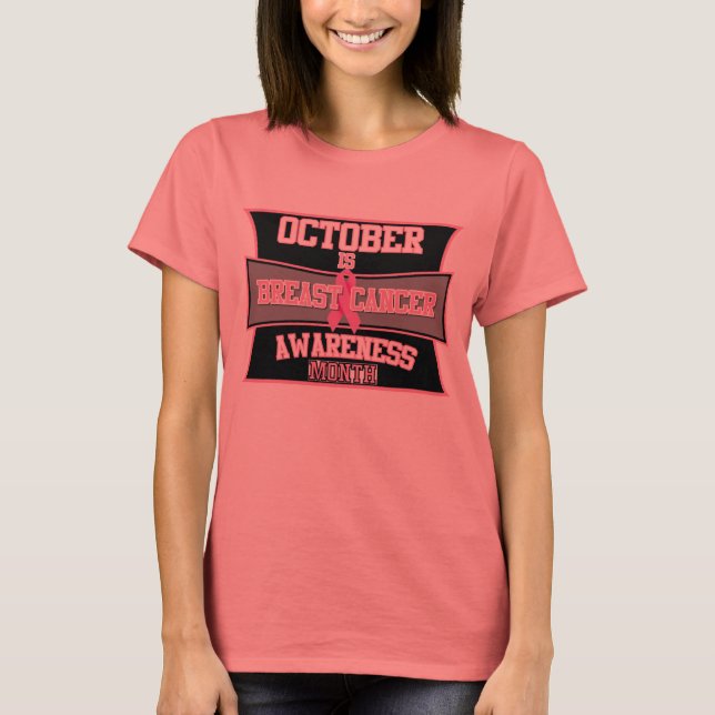 Oktober är bröstcancermånaden (21,95 dollar) tee (Framsida)