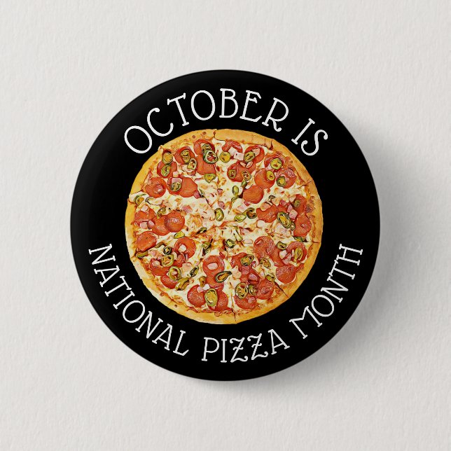 Oktober är den nationella Pizzamånaden Knapp (Framsida)