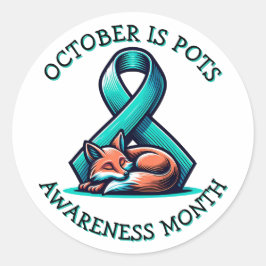 Oktober är månaden för kännedom om POTS Runt Klistermärke
