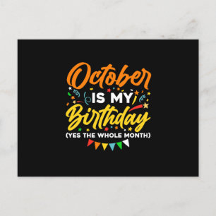 Oktober Är Min Födelsedag Hela Månaden Oktober Meddelande Vykort