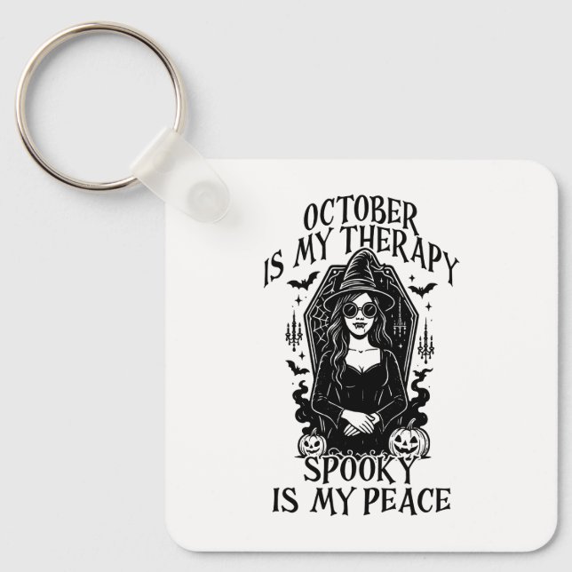 Oktober är min terapi, tal är min fred nyckelring (Framsida)