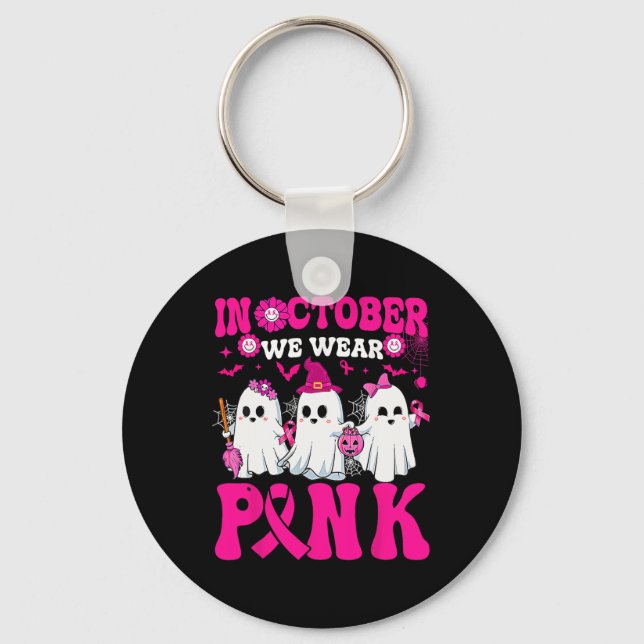Oktober Bära Rosa Breast Cancer Warrior Ghost Hall Nyckelring (Framsida)