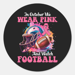 Oktober Bära Rosa och titta på fotbollsbrösten kan Runt Klistermärke