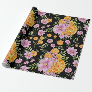 Oktober Birth Flowers Marigold Cosmos Presentpapper