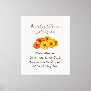 Oktober Birth Month Flower Marigold Elegant Canvastryck