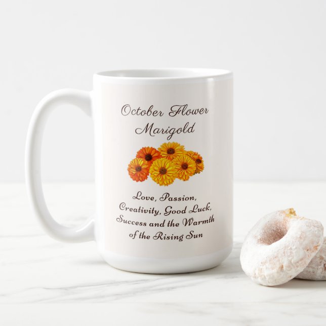 Oktober Birth Month Flower Marigold Elegant Kaffemugg (Med munk)
