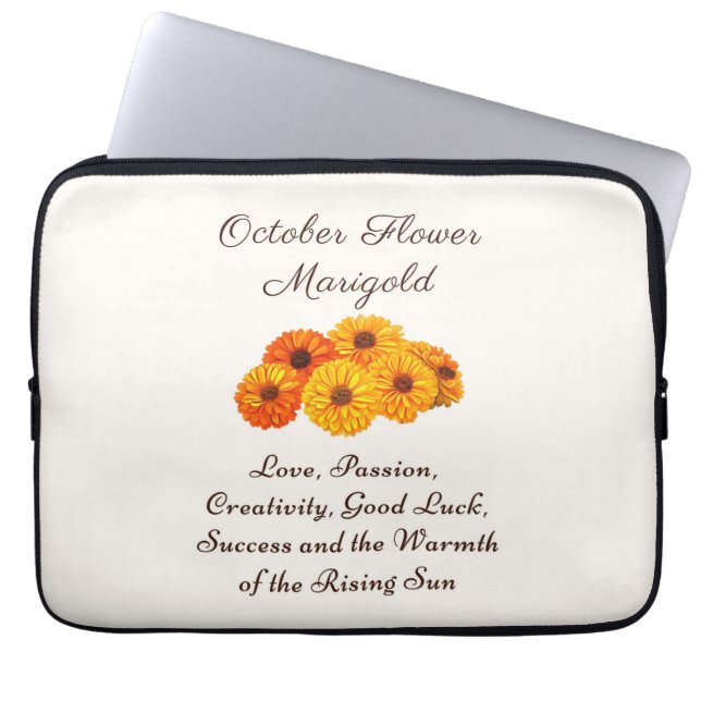 Oktober Birth Month Flower Marigold Elegant Laptop Fodral (Framsidan)
