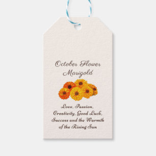 Oktober Birth Month Flower Marigold Elegant Presentetikett