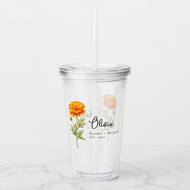 Oktober Birth Month Flower Marigold Personlig Take Away Mugg (Framsida)