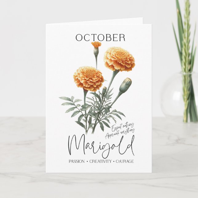 Oktober Birthday Birthday Month Flower Marigold Kort (Framsida)