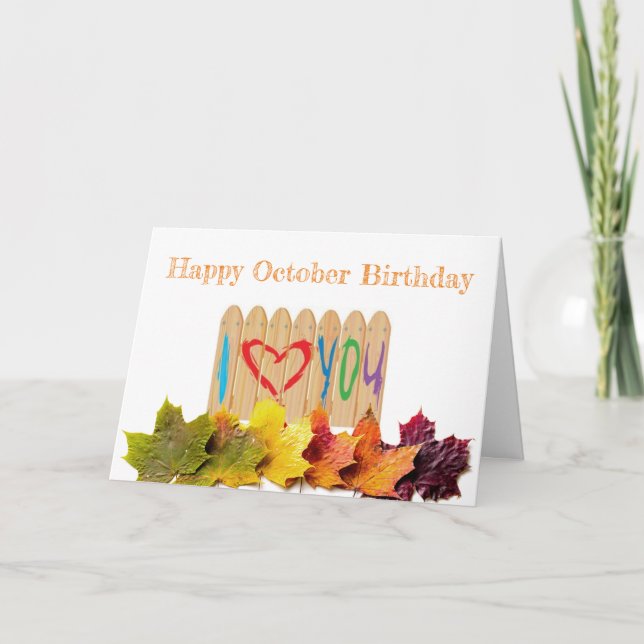 **OKTOBER BIRTHDAY ÖNSKEMÅL** MED KÄRLEK-KORT KORT (Framsida)