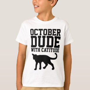 OKTOBER BIRTHDAY T-shirts for boys, Cat