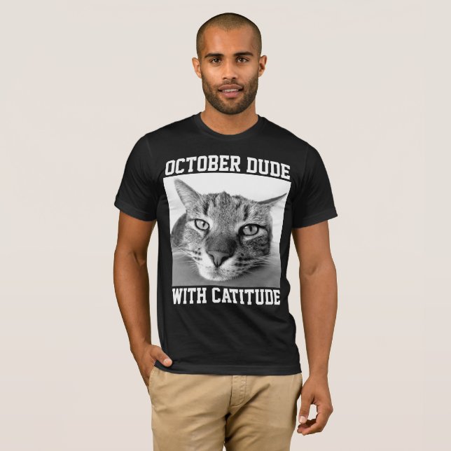 OKTOBER BIRTHDAY T-shirts Manar Killar Cat Lover (Hel framsida)