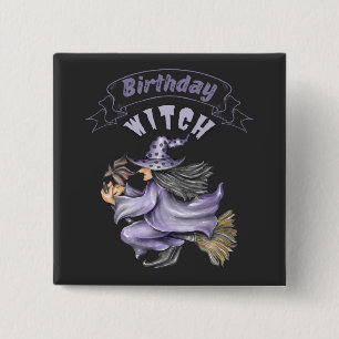 Oktober Birthday Witch Spooky Halloween Knapp