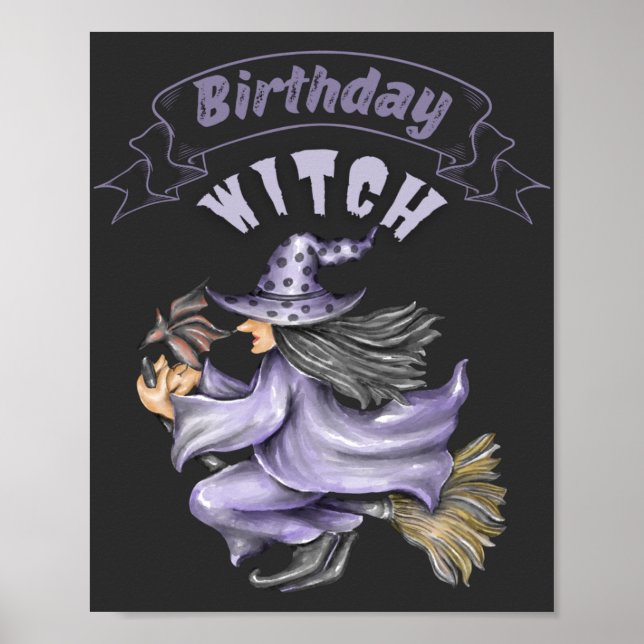 Oktober Birthday Witch Spooky Halloween Poster (Framsidan)
