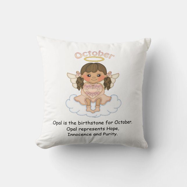 Oktober Birthstone Angel Brunette Kudde (Framsida)