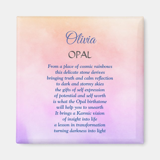 Oktober Birthstone Opal-design Magnet (Framsidan)